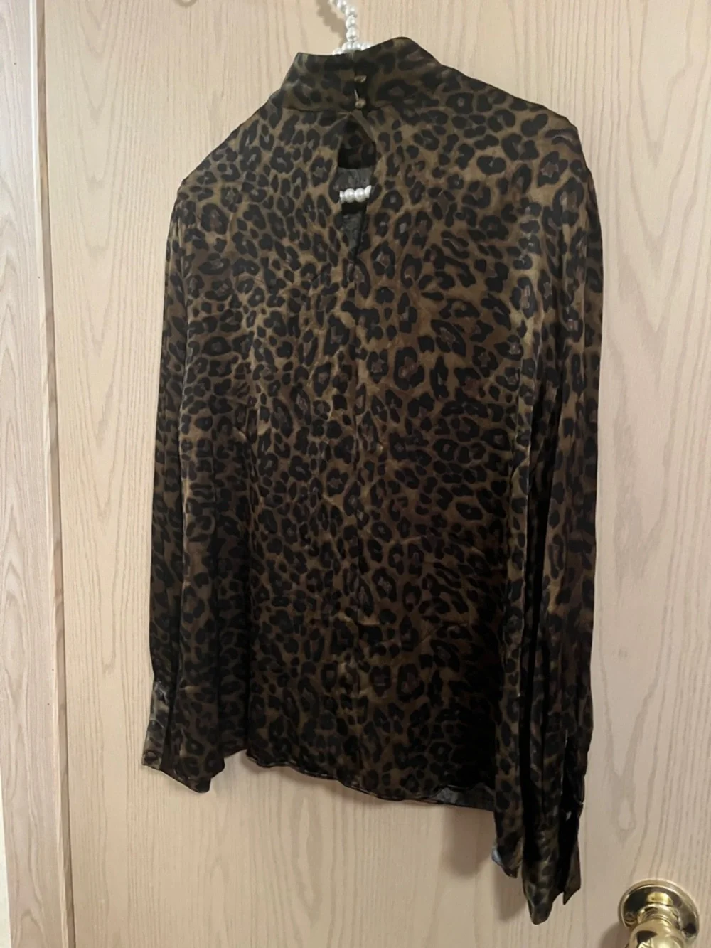 Zara Leopard Print Brown and Black Mock Neck Blouse - Picture 7 of 12